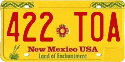 NM license plate 422TOA