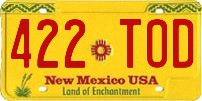 NM license plate 422TOD