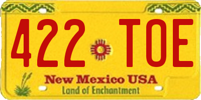 NM license plate 422TOE