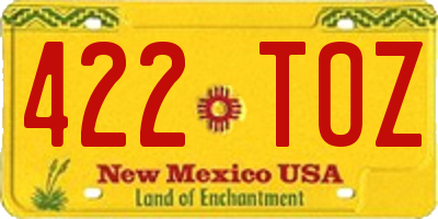 NM license plate 422TOZ