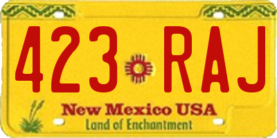 NM license plate 423RAJ