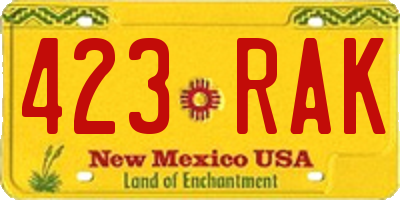 NM license plate 423RAK