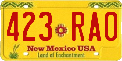 NM license plate 423RAO