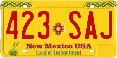 NM license plate 423SAJ