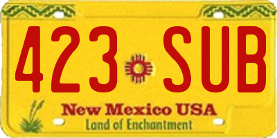 NM license plate 423SUB