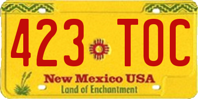 NM license plate 423TOC