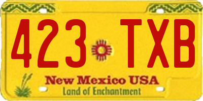 NM license plate 423TXB
