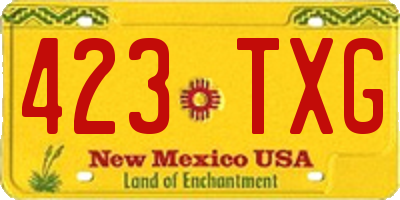 NM license plate 423TXG