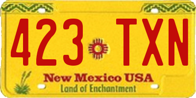 NM license plate 423TXN