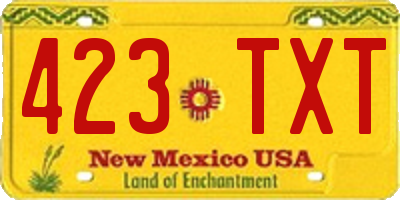 NM license plate 423TXT