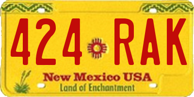 NM license plate 424RAK