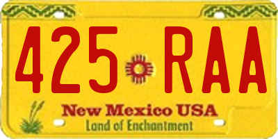 NM license plate 425RAA