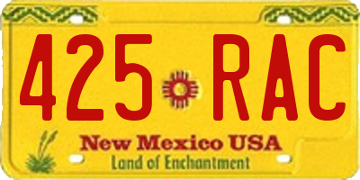 NM license plate 425RAC