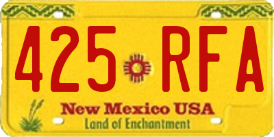 NM license plate 425RFA