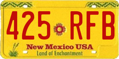 NM license plate 425RFB