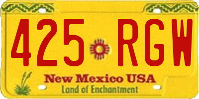 NM license plate 425RGW