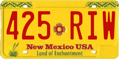 NM license plate 425RIW
