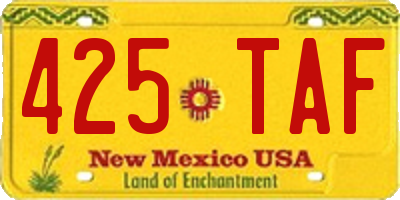 NM license plate 425TAF