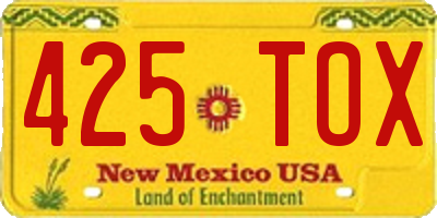 NM license plate 425TOX