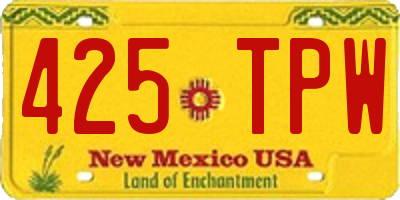 NM license plate 425TPW