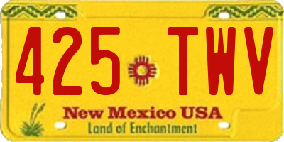 NM license plate 425TWV