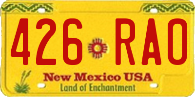 NM license plate 426RAO