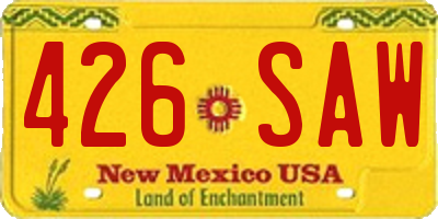 NM license plate 426SAW