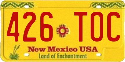 NM license plate 426TOC