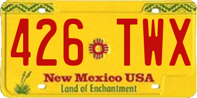 NM license plate 426TWX
