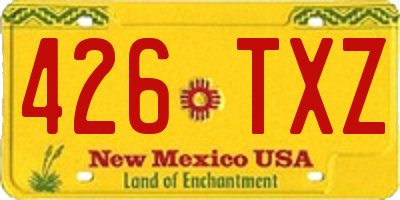NM license plate 426TXZ