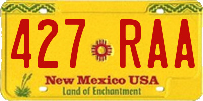 NM license plate 427RAA