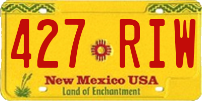 NM license plate 427RIW