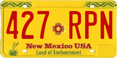NM license plate 427RPN