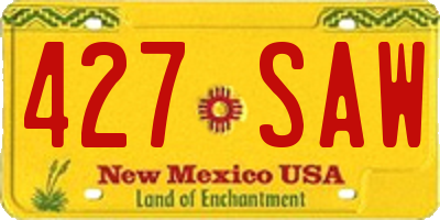 NM license plate 427SAW