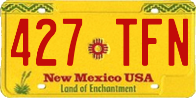 NM license plate 427TFN