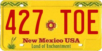 NM license plate 427TOE