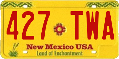 NM license plate 427TWA
