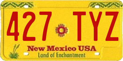 NM license plate 427TYZ