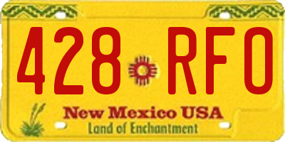 NM license plate 428RFO