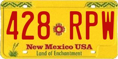 NM license plate 428RPW