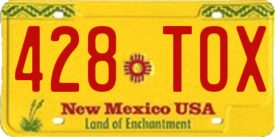 NM license plate 428TOX