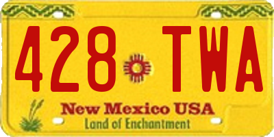 NM license plate 428TWA