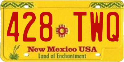 NM license plate 428TWQ