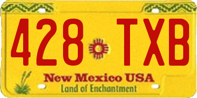 NM license plate 428TXB