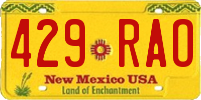 NM license plate 429RAO