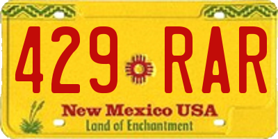 NM license plate 429RAR