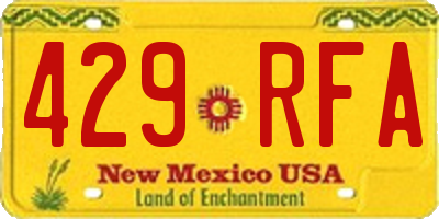 NM license plate 429RFA