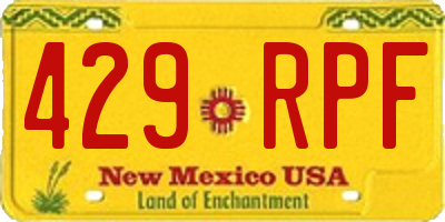 NM license plate 429RPF