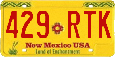NM license plate 429RTK