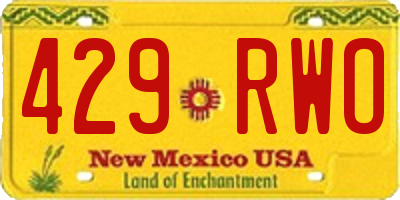 NM license plate 429RWO